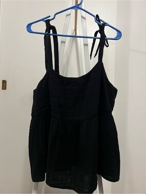 Black Tie-Strap Top